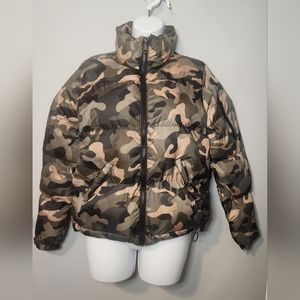 WOMEN'S PUFFER JACKET CI SONO LOS ANGELES CAMO COAT sz SM ZIP JACKET WINTER